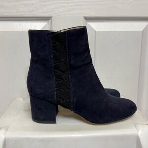 Nine West Navy Suede Block Heel Ankle Booties